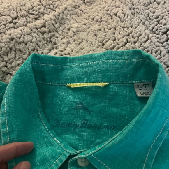 Tommy Bahama 100 percent linen Green Casual Button Down Shirt Mens XL - Picture 2 of 5